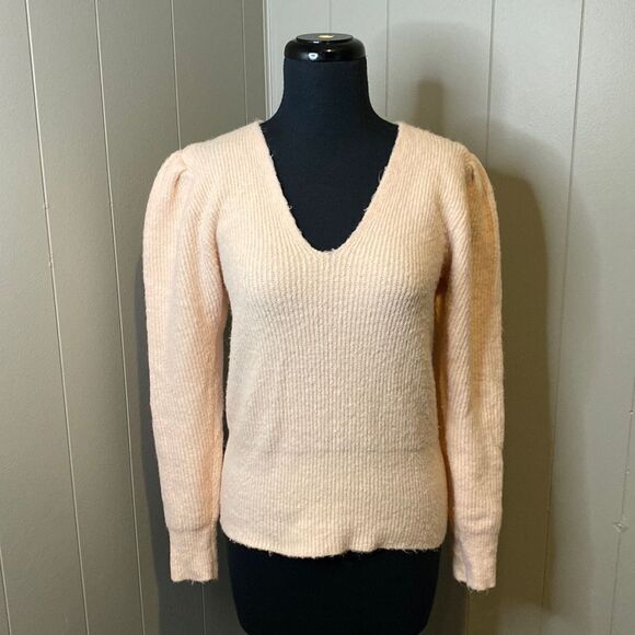 Something Navy Small Knit Sweater V Neck Long Sleeve Stretch - Picture 1 of 6